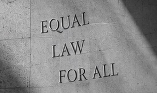 Courthouse facade engraved with the words Equal Law For All